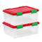IRIS® 30.6qt. Clear Ultimate Box with Red & Green Buckle Lids, 2ct.